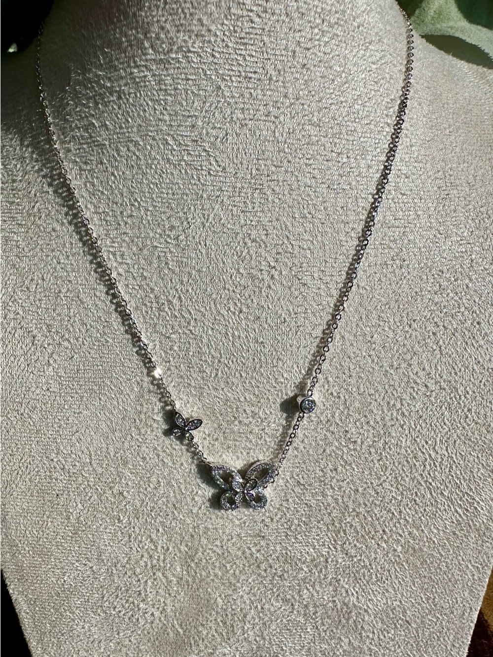 Moissanite Sterling Silver Butterfly Pendant Necklace